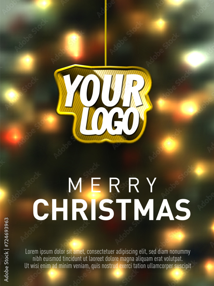 Bokeh Christmas Tree And Your Logo Template