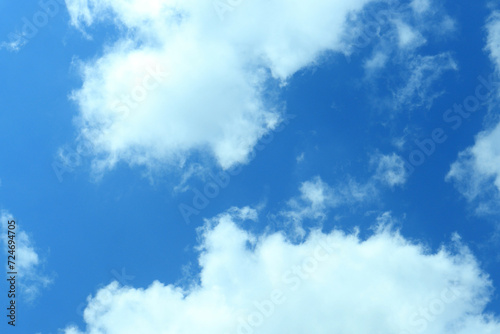 Cloudscape - Blue sky and white clouds  wide panorama