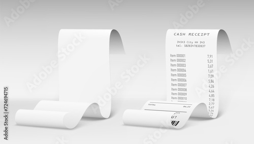3D Paper Payment Cash Receipt Check Invoice