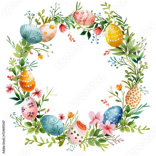cute pastel colors watercolor easter border isolated