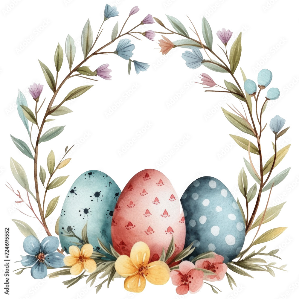 cute pastel colors watercolor easter border isolated