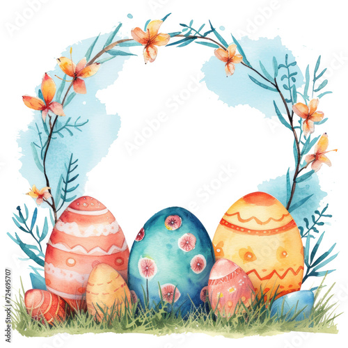 cute pastel colors watercolor easter border isolated