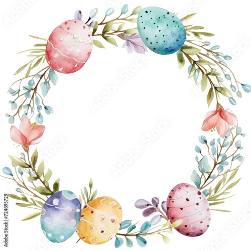 cute pastel colors watercolor easter border isolated