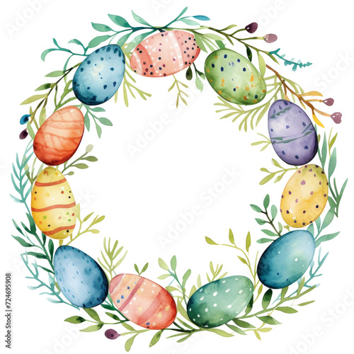 cute pastel colors watercolor easter border isolated