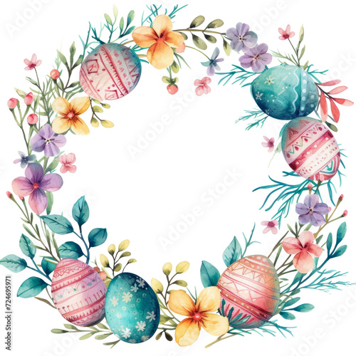 cute pastel colors watercolor easter border isolated