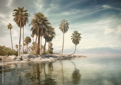 Scenic Coastline with Palm Trees