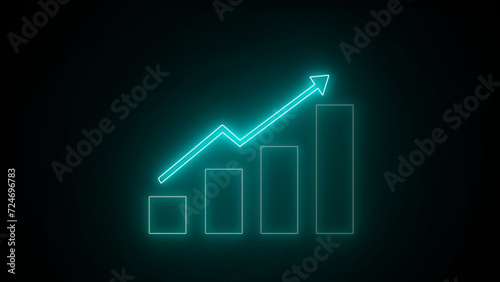 Graph with lights on a dark background. The businessman's visual screen Growing growth concept and business development to success.