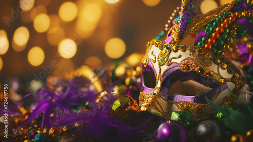 Mardi Gras carnival mask and beads © VetalStock