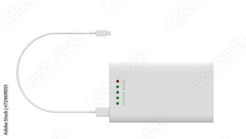 3D Light Gray Power Bank With USB Cable
