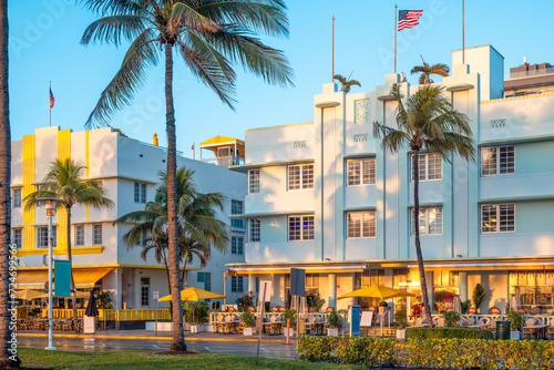 art deco buildings of the famous ocean drive in miami photo