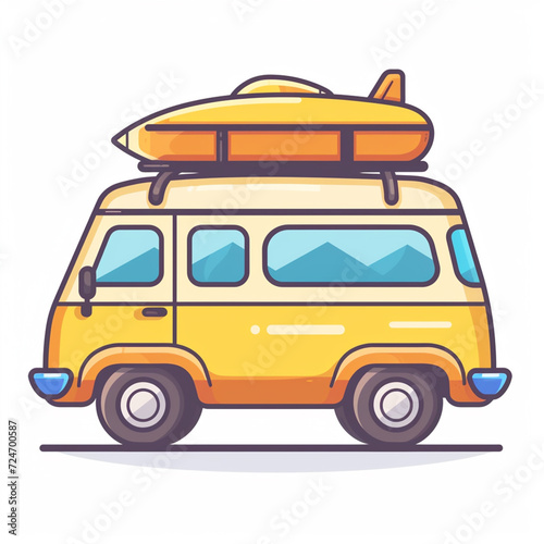 yellow van isolated on white