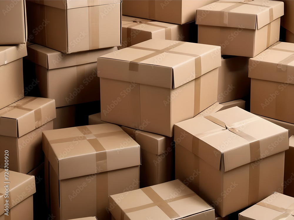 Stack of empty paper boxes for product packaging and delivery Stack of empty paper boxes for product packaging and delivery