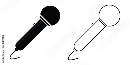 microphone icon. mic symbol vector illustration on transparent background. 