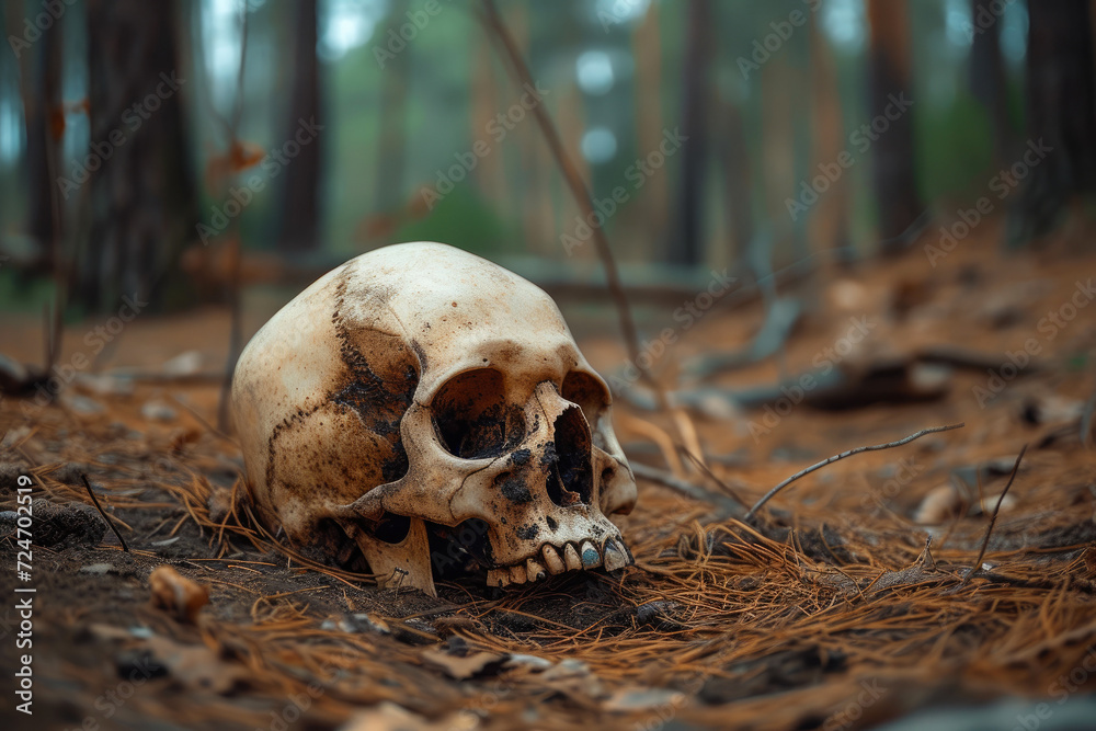 Eerie Discovery: Skull in Forest Eerie Discovery: Skull in Forest