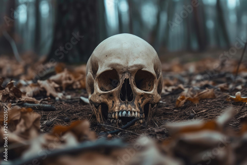 Nature's Secret Keeper: Skull Amidst Trees