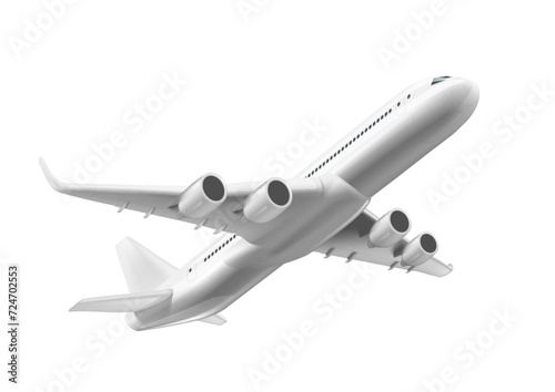 3D White Glossy Commercial Jet Airplane Take Off