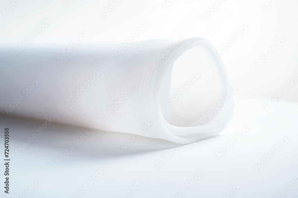 close-up of a rolled white gauze on a clean surface close-up of a rolled white gauze on a clean surface