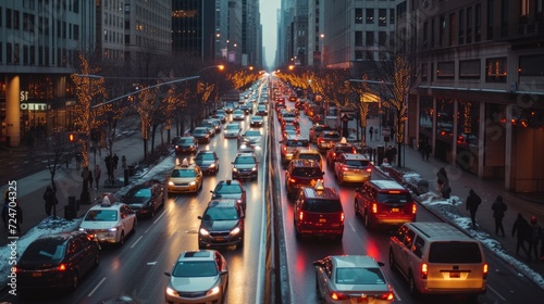 Winter Evening Traffic in City © Evon J