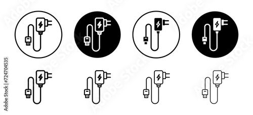 Charger vector icon set collection. Charger Outline flat Icon.