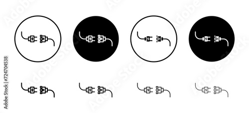 Electric plug vector icon set collection. Electric plug Outline flat Icon.