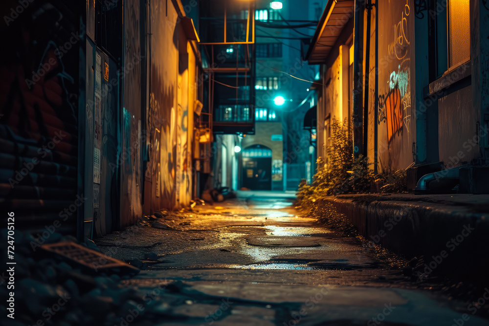 Fototapeta premium Midnight Shadows in the Urban Abyss
