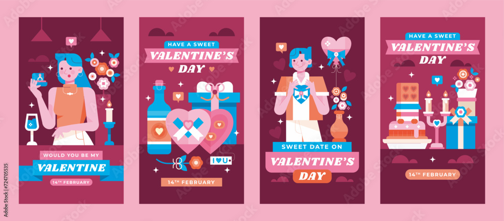Flat stories collection for valentines day celebration