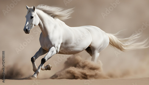 white horse running