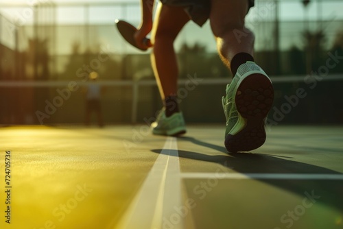 detail person playing tennis on the court. generative ai