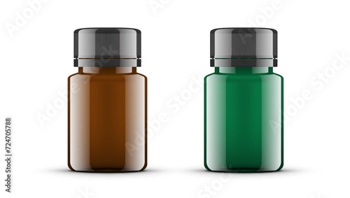 Essential Oil Brown And Green Glass Bottle