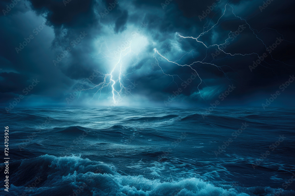 Chaos in the Abyss: Stormy Maritime Night