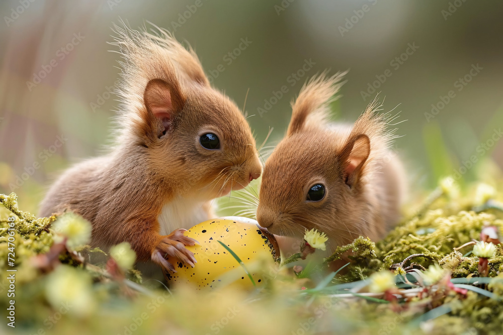 Fototapeta premium Happy Easter Squirrels