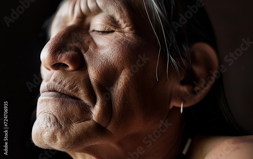 Multiracial Woman With Closed Eyes