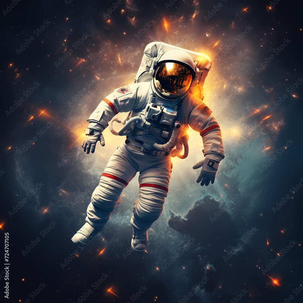 Astronaut floating in outer space.