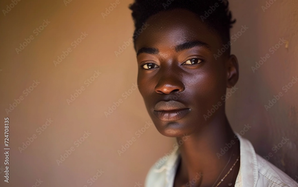 Obraz premium Portrait of a Black Man With a Necklace
