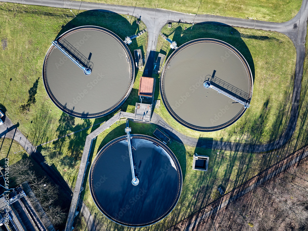 Vertical View Of The Municipal Wastewater Treatment Plant. Servicing ...