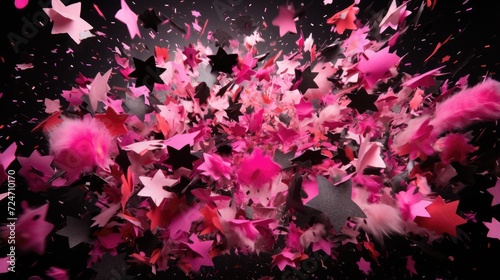 Dynamic Pink Confetti Burst. Vibrant pink confetti explosion with dynamic motion.
