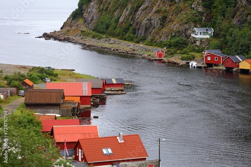 Fishing cabins in Vanse, Norway photo