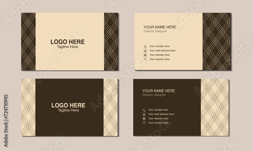 Business card design with elegant pattern. Luxury view with nature concept. Vector illustration print template.
