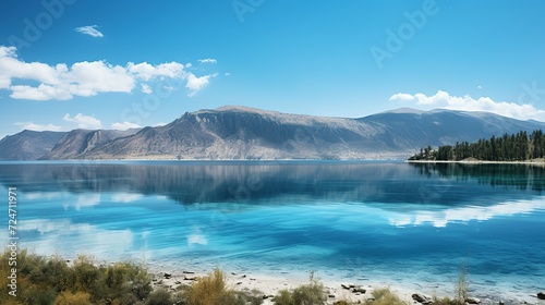 White sandy beach and sky in Lake Salda Turkey