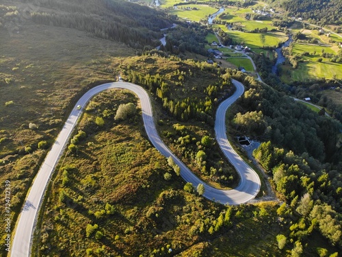 Mountain road in Vanylven, Norway photo