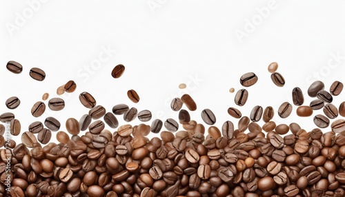panoramic coffee beans border isolated on white background with copy space © Kelsey
