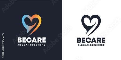 heart letter B logo for people love care