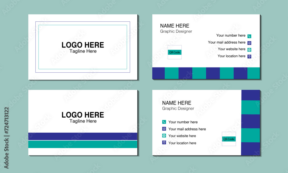 Modern business card template with blue and green color theme. business card clean design vector template.