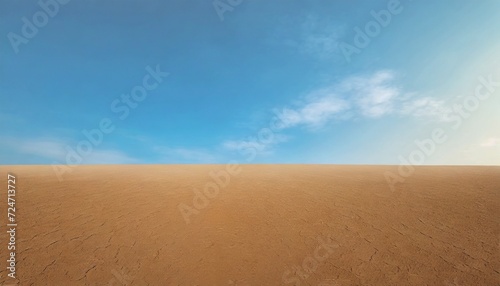 empty brown soil of field and blue sky for natural background