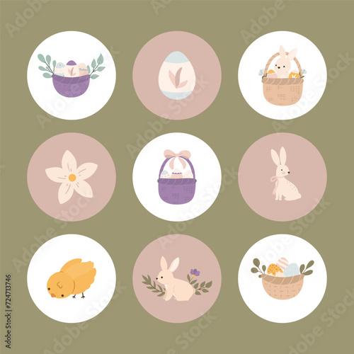 Easter sticker pack in pastel colors