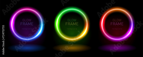 Vibrant Color Neon Glow Light Frame Template