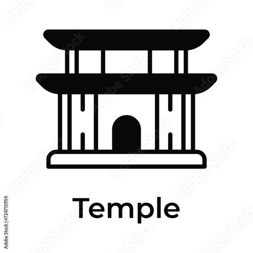 Chinese religious building vector design, chinese temple icon