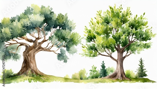 watercolor genealogical family tree watercolor children s tree botanical season isolated illustration olive oak and cypress green forest ecology branch and leaves