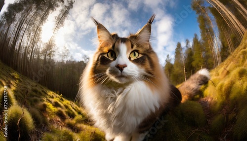 portrait of a plush norwegian forest cat photo