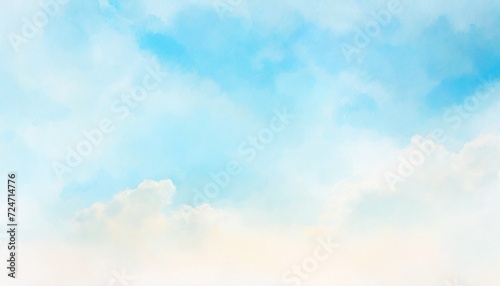 blue sky with clouds watercolor background with copy space for text design abstract soft blue watercolor background with paint colorful bright ink and watercolor textures on white paper background
